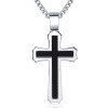 Black Carbon Fiber Stainless Steel Men's Cross on 24 Inch Curb Chain