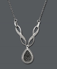 Stand out in a crowd. This Victoria Townsend pendant is perfect for an evening of elegance. Swirls of round-cut white diamonds (1/4 ct. t.w.) highlight a black diamond-accented teardrop. Crafted in sterling silver. Approximate length: 16 inches. Stand out in a crowd. This Victoria Townsend pendant is perfect for an evening of elegance. Swirls of round-cut white diamonds (1/4 ct. t.w.) highlight a black diamond-accented teardrop. Crafted in sterling silver. Approximate length: 16 inches.