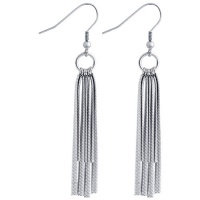 Inox Womens Stainess Steel Dangling Multi Strand Flat Snake Chain Earrings Inox Womens Stainess Steel Dangling Multi Strand Flat Snake Chain Earrings