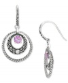Liven your look with chic, colorful circles. Genevieve & Grace's sparkling style combines round-cut amethyst (3/4 ct. t.w.) with glittering marcasite edges. Set in sterling silver. Approximate drop length: 1-7/16 inches. Approximate drop width: 3/4 inch.
