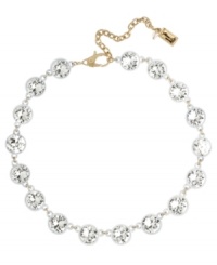 Add subtle sparkle for a mesmerizing look. This Kenneth Cole New York collar necklace features faceted glass beads in a round white cup base. Set in gold tone mixed metal. Approximate length: 15 inches + 3-inch extender. Approximate drop: 1/2 inch. Add subtle sparkle for a mesmerizing look. This Kenneth Cole New York collar necklace features faceted glass beads in a round white cup base. Set in gold tone mixed metal. Approximate length: 15 inches + 3-inch extender. Approximate drop: 1/2 inch.