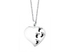 Sterling Silver Footprints It Was Then That I Carried You Reversible Puffed Heart Pendant Necklace, 18