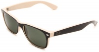 Ray-Ban New Wayfarer New Wayfarer Square Sunglasses,Black On Beige Frame/Green Lens,55 mm Ray-Ban New Wayfarer New Wayfarer Square Sunglasses,Black On Beige Frame/Green Lens,55 mm