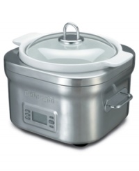 Set the time, then step away. De'Longhi's compact slow cooker does the work for you by cooking pot roast, stew or soup steadily for up to ten hours. Extended cooking brings out complex flavors and fork-tender meat for meals that are sure to impress. One-year warranty. Model DCP707. Set the time, then step away. De'Longhi's compact slow cooker does the work for you by cooking pot roast, stew or soup steadily for up to ten hours. Extended cooking brings out complex flavors and fork-tender meat for meals that are sure to impress. One-year warranty. Model DCP707.