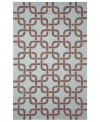Chain-link chic! Liora Manne combines hand-hooking and hand-tufting techniques to achieve the rich, textural surface of this soft blue and driftwood brown indoor/outdoor rug from the Promenade collection. UV stabilized to minimize fading, the elegant and durable rug is sure to please. Hose off for easy cleaning.
