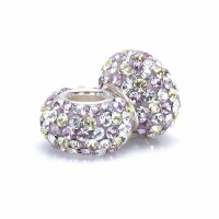 Set of 2 - Bella Fascini Lilac Purple Yellow Mix Crystal Pave Bling Beads - Made with Authentic Swarovski Crystal Elements - Solid Sterling Silver Core Fits Perfectly on Chamilia Moress Pandora and Compatible Brands Set of 2 - Bella Fascini Lilac Purple Yellow Mix Crystal Pave Bling Beads - Made with Authentic Swarovski Crystal Elements - Solid Sterling Silver Core Fits Perfectly on Chamilia Moress Pandora and Compatible Brands