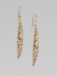 From the Miss Havisham Collection. Dazzling Swarovski crystals encrusted on goldtone spear-shaped drops. Swarovski crystalsGoldtoneDrop, about 2¼14k gold filled French wireMade in USA From the Miss Havisham Collection. Dazzling Swarovski crystals encrusted on goldtone spear-shaped drops. Swarovski crystalsGoldtoneDrop, about 2¼14k gold filled French wireMade in USA
