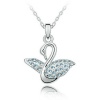 Silver Tone White Gold Swarovski Style Crystal Swan Pendant Necklace