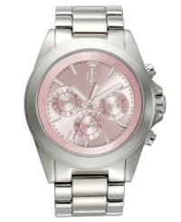Make classic style all your own with the pretty pink dial on this boyfriend-inspired Stella watch by Juicy Couture. Make classic style all your own with the pretty pink dial on this boyfriend-inspired Stella watch by Juicy Couture.