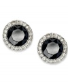 Dazzling in black. Charter Club's stud earrings highlight a jet epoxy stone at the center, surrounded by glistening glass accents. Crafted in imitation rhodium tone mixed metal. Approximate diameter: 1/2 inch.