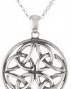 Sterling Silver Celtic Knot Round Pendant Necklace, 18