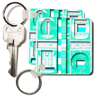 Ovals and Rectangles cut out of a shape to make windows with aqua hues - Set Of 2 Key Chains Ovals and Rectangles cut out of a shape to make windows with aqua hues - Set Of 2 Key Chains