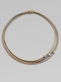 EXCLUSIVELY AT SAKS. A modern, multi-row design of snake chains in three gorgeous tones of gold embellished with diamond accented beads. 18k gold, white gold and rose goldDiamonds, .27 tcwLength, about 16Magnetic closure with safety claspMade in Italy EXCLUSIVELY AT SAKS. A modern, multi-row design of snake chains in three gorgeous tones of gold embellished with diamond accented beads. 18k gold, white gold and rose goldDiamonds, .27 tcwLength, about 16Magnetic closure with safety claspMade in Italy