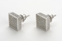 Sterling Silver Cz Micro Pave Cube Square Earring with Screw Backs Sterling Silver Cz Micro Pave Cube Square Earring with Screw Backs