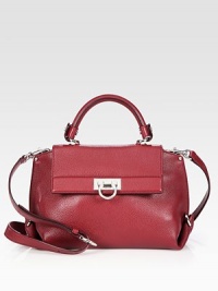 A classic top-handle design of sumptuous pebbled leather with polished hardware and a versatile shoulder strap. Top handle, 4¼ dropAdjustable detachable shoulder strap, 18½-21 dropToggle closure on front flapOne outside zip pocketProtective metal feetOne inside zip pocketTwo inside open pocketsLogo-printed lining9W X 6½H X 5DMade in Italy A classic top-handle design of sumptuous pebbled leather with polished hardware and a versatile shoulder strap. Top handle, 4¼ dropAdjustable detachable shoulder strap, 18½-21 dropToggle closure on front flapOne outside zip pocketProtective metal feetOne inside zip pocketTwo inside open pocketsLogo-printed lining9W X 6½H X 5DMade in Italy