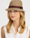 A classic fedora with plush leather trim.Brim, about 1.7565% polyester/35% cottonDry cleanMade in Italy