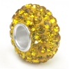 Swaroski Citrine Yellow Crystal Ball Bead Sterling Silver Charm Fits Pandora Chamilia Biagi Trollbeads European Bracelet