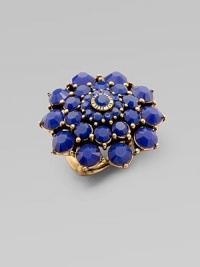 This boldly colored style features hand-poured resin stones set in a radial design for a glamorous look. Resin stonesBrass and pewterWidth, about 1¼Size adjustable from 6 to 8½Made in USA This boldly colored style features hand-poured resin stones set in a radial design for a glamorous look. Resin stonesBrass and pewterWidth, about 1¼Size adjustable from 6 to 8½Made in USA