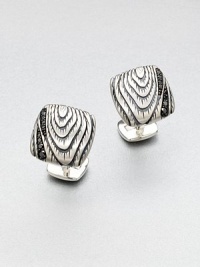 A unique design of sterling silver with a grain pattern detail and black diamonds lends undeniable style to any dress ensemble.Sterling silverBlack diamondAbout ½ x ½Imported A unique design of sterling silver with a grain pattern detail and black diamonds lends undeniable style to any dress ensemble.Sterling silverBlack diamondAbout ½ x ½Imported