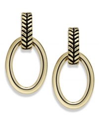 A vintage revival. Lauren by Ralph Lauren's chic earrings feature a doorknocker design and textured post. Crafted in 14k gold-plated brass. Approximate drop: 1-1/4 inches. A vintage revival. Lauren by Ralph Lauren's chic earrings feature a doorknocker design and textured post. Crafted in 14k gold-plated brass. Approximate drop: 1-1/4 inches.