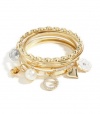 G by GUESS Bangle Bracelet Set with Charms, GOLD