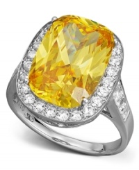 This season is all about color. Brighten up in Arabella's stunning cushion-cut yellow and round-cut white Swarovski zirconia ring (13-1/3 ct. t.w.). Crafted in sterling silver. Size 7.