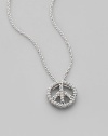 From the Tiny Treasures Collection. Peace now and forever, depicted in the eternal beauty of sparkling pavé diamonds set in 18k white gold.Diamond, 0.18 tcw 18k white gold Chain length, about 16 Pendant diameter, about ¼ Lobster clasp Made in Italy