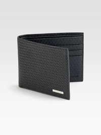 Intricately woven Italian minitreccia leather defines this basic bi-fold design.Two billfold compartmentsSix card slots4½ x 3½Made in Italy Intricately woven Italian minitreccia leather defines this basic bi-fold design.Two billfold compartmentsSix card slots4½ x 3½Made in Italy