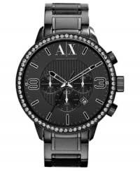 A darkly designed timepiece from AX Armani Exchange with a flash of shimmering style.