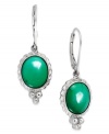 Turquoise (8-5/8 ct. t.w.) takes center stage in this stunning pair of earrings. A rope-like texture along the outside adds to the appeal. Approximate drop: 1-1/3 inches. Approximate width: 3/8 inch.