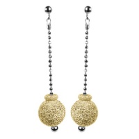 Studio 925 Bingle Bangle Italian Sterling Silver with 18k Yellow Gold Vermeil, Diamond cut Beads Earrings