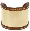 Michael Kors MKJ2063 Women's Gold Tone Stainless Steel Brown Leather Trimmed Cuff Bracelet Jewelry