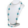 32 Freshwater Cultured Pearl and Turquoise Howlite Necklace 32 Inch