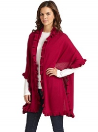 THE LOOKPleated ruffles trim the edgesTHE FIT22W X 74LTHE MATERIAL55% silk/45% cashmereCARE & ORIGINDry cleanImported THE LOOKPleated ruffles trim the edgesTHE FIT22W X 74LTHE MATERIAL55% silk/45% cashmereCARE & ORIGINDry cleanImported