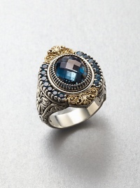 An elegant design with beautiful faceted London blue topaz and blue topaz stones set in sterling silver and accented with 18k gold. Sterling silver18k goldBlue topazLondon blue topazWidth, about 1Imported An elegant design with beautiful faceted London blue topaz and blue topaz stones set in sterling silver and accented with 18k gold. Sterling silver18k goldBlue topazLondon blue topazWidth, about 1Imported