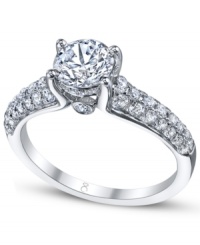 Tell a story with this symbolic style. This My Diamond Story engagement ring features a stunning, certified round-cut diamond (1-3/4 ct. t.w.) surrounded by two rows of smaller round-cut diamonds. Crafted in 18k white gold. Tell a story with this symbolic style. This My Diamond Story engagement ring features a stunning, certified round-cut diamond (1-3/4 ct. t.w.) surrounded by two rows of smaller round-cut diamonds. Crafted in 18k white gold.