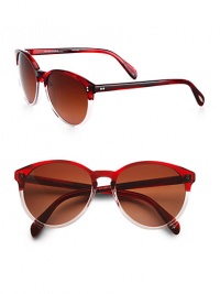 Lightweight acetate in a style that is retro chic. Available in black with polarized grey gradient lens, black/dark tortoise brown with polarized brown gradient lens, citrine/buff with polarized green gradient lens or red havana with polarized rose gradient lens. Pin accented temples100% UV protectionImported Lightweight acetate in a style that is retro chic. Available in black with polarized grey gradient lens, black/dark tortoise brown with polarized brown gradient lens, citrine/buff with polarized green gradient lens or red havana with polarized rose gradient lens. Pin accented temples100% UV protectionImported