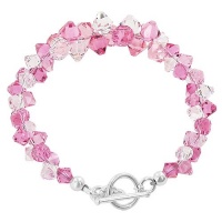 SCBR011 .925 Sterling Silver Pink and Clear Austrian Swarovski Crystals 7.5 Bracelet Toggle Clasp MADE WITH SWAROVSKI ELEMENTS SCBR011 .925 Sterling Silver Pink and Clear Austrian Swarovski Crystals 7.5 Bracelet Toggle Clasp MADE WITH SWAROVSKI ELEMENTS