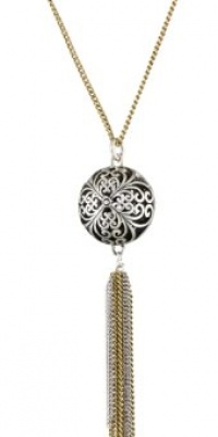 Lucky Brand Silver-Tone Openwork Tassle Necklace