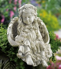Barefoot Angel & Bunny Rabbit Garden Sculpture By Collections Etc Barefoot Angel & Bunny Rabbit Garden Sculpture By Collections Etc