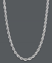 Get fit to be tied with this chic rope chain. Necklace features a hollow rope link crafted in 14k white gold. Approximate length: 20 inches. Approximate width: 1.8 mm. Get fit to be tied with this chic rope chain. Necklace features a hollow rope link crafted in 14k white gold. Approximate length: 20 inches. Approximate width: 1.8 mm.