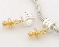 925 Sterling Silver Ring Shape Dangle with Golden Pacifier for Pandora, Biagi, Chamilia, Troll and More Bracelets 925 Sterling Silver Ring Shape Dangle with Golden Pacifier for Pandora, Biagi, Chamilia, Troll and More Bracelets