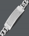 An ID bracelet with a little extra flair. Men's bracelet features a stainless steel link chain with a textured ID plate and round-cut diamond accents at the corners. Approximate length: 8-1/2 inches.
