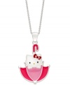 Make a splash with this sterling silver Princess Kitty umbrella pendant from Hello Kitty. Swatches of pink and red provide a whimsical touch. Approximate length: 18 inches. Approximate drop: 1-1/4 inches.
