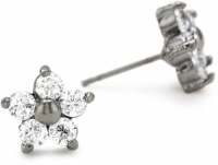 Betsey Johnson Crystal and Hematite-Color Star Flower Stud Earrings
