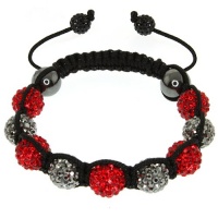Fully Iced Out Hip Hop 5 Red & 4 Black Disco Ball Adjustable Bracelet Fully Iced Out Hip Hop 5 Red & 4 Black Disco Ball Adjustable Bracelet