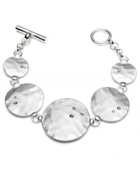 Forever hip. This versatile Kenneth Cole New York bracelet features hammered silvertone mixed metal disks accented with tiny crystals. Bar and toggle closure. Approximate length: 8 inches. Forever hip. This versatile Kenneth Cole New York bracelet features hammered silvertone mixed metal disks accented with tiny crystals. Bar and toggle closure. Approximate length: 8 inches.
