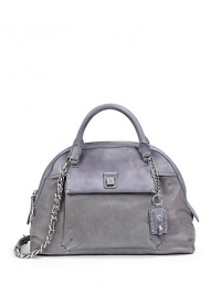 THE LOOKRolled calf leather top handlesLeather-and-chain removable, adjustable crossbody strapBowler silhouetteLogo ID tagTop zip closureOne outside snap flap pocketDecorative logo turnlock at frontProtective metal feetOne inside zip pocketTwo inside open pocketsInside logo detailTHE MEASUREMENTDouble top handles, 4 dropAdjustable crossbody strap THE LOOKRolled calf leather top handlesLeather-and-chain removable, adjustable crossbody strapBowler silhouetteLogo ID tagTop zip closureOne outside snap flap pocketDecorative logo turnlock at frontProtective metal feetOne inside zip pocketTwo inside open pocketsInside logo detailTHE MEASUREMENTDouble top handles, 4 dropAdjustable crossbody strap
