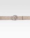EXCLUSIVELY OURS. Signature guccissima leather belt with silver interlocking G buckle.About 1½ wideMade in Italy