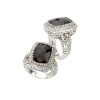 925 Silver, Smoky Quartz & Diamond Petite Ring with 18k Gold Accents (0.23ctw)- Sizes 6-8